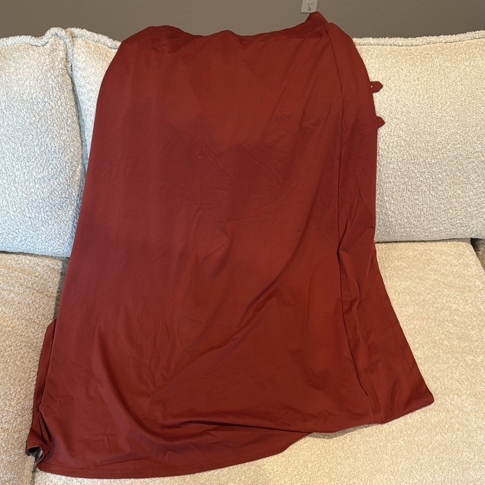 Halara High Waisted Decorative Buckle Split 2-in-1 Maxi Skirt Brown Size L - Picture 4 of 5